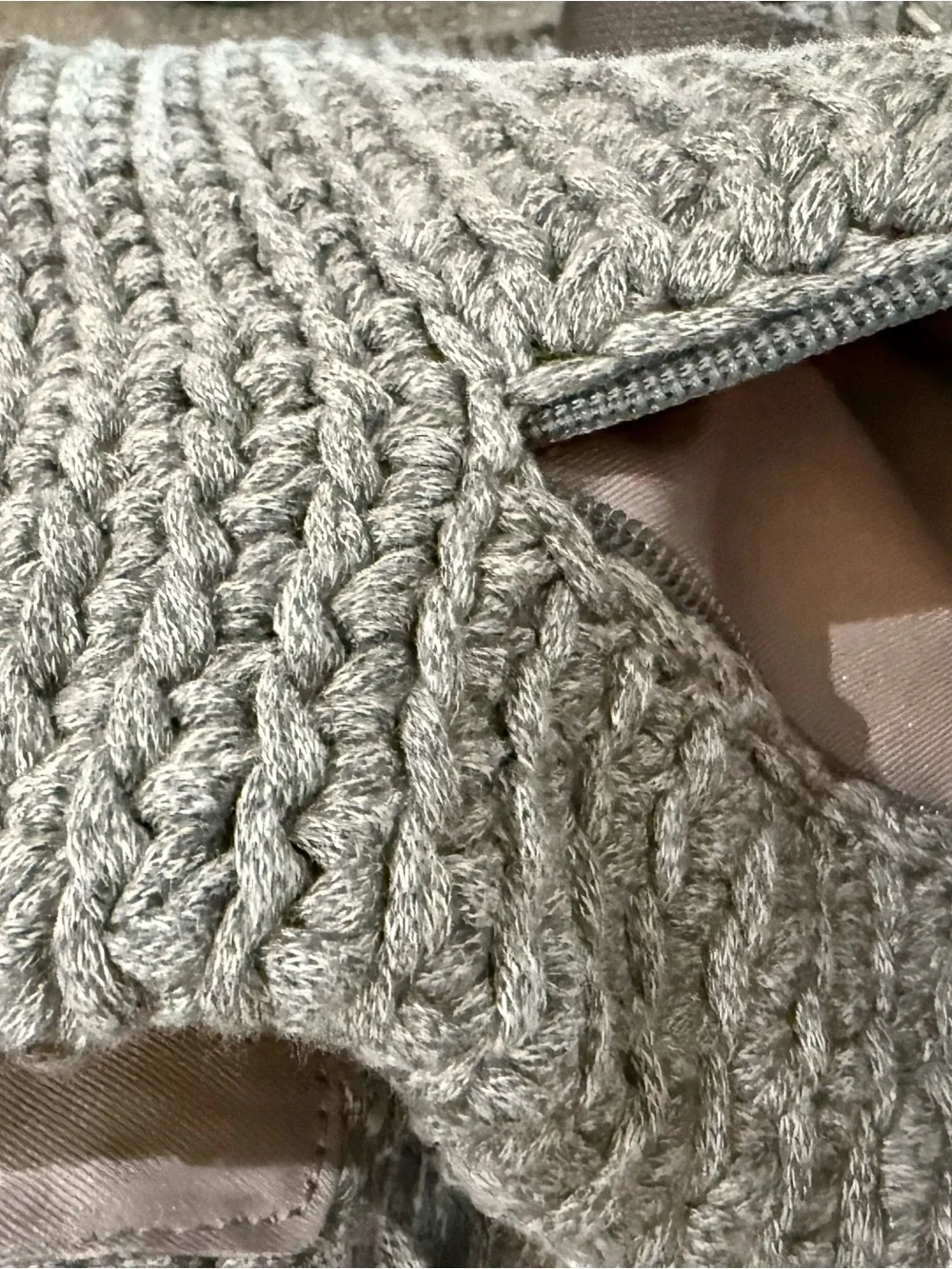The Sak Gray Knit Backpack with Dark Brown Straps